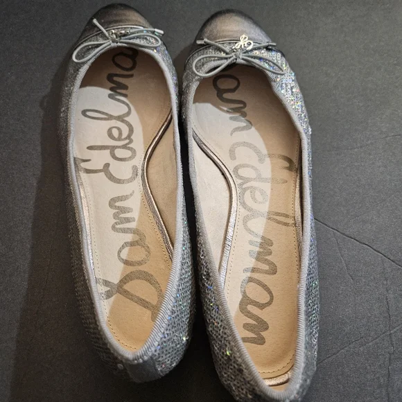 Sam Edelman Metallic Silver Loafers with Bow Accent - Picture 5 of 11